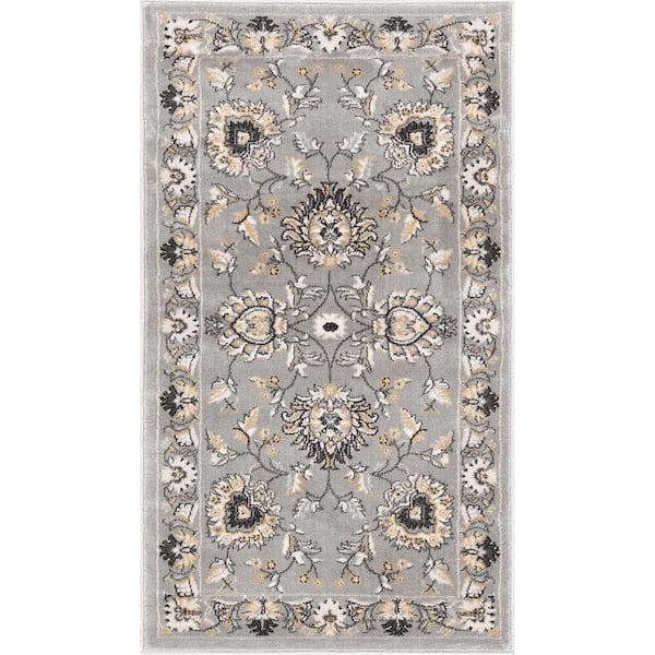 Well Woven Timeless Abbasi Gray 2 ft. x 4 ft. Traditional Area Rug