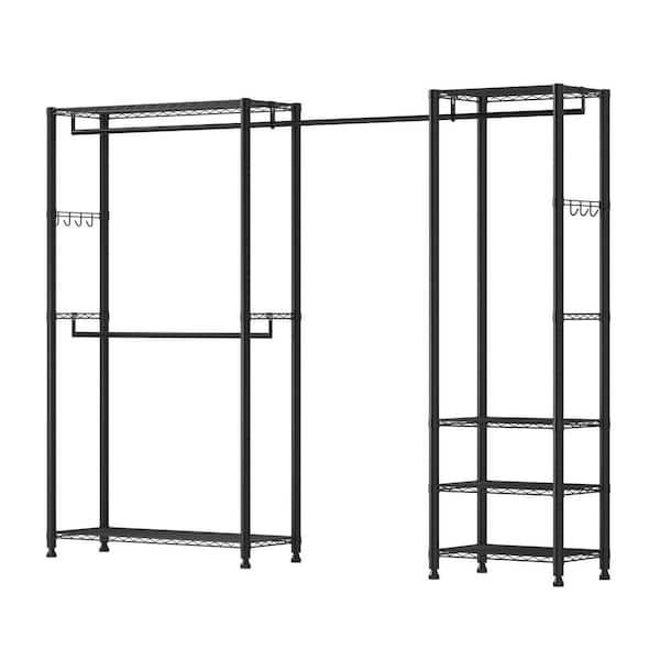 Heavy Duty Garment Metal Clothes Rack, Freestanding Clothes Racks, Closet Wardrobe with Storage Shelves
