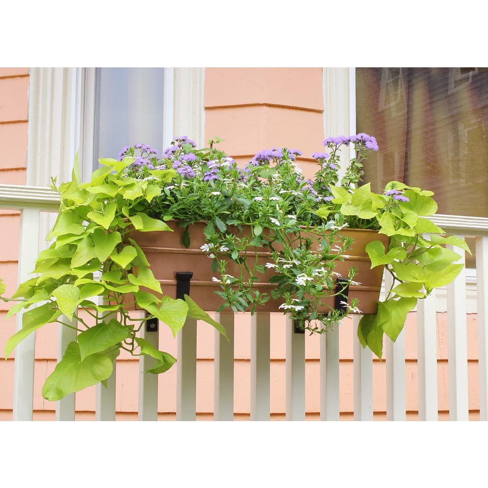 Medium Copper Galvanized Steel Flower Box with Wall Brackets