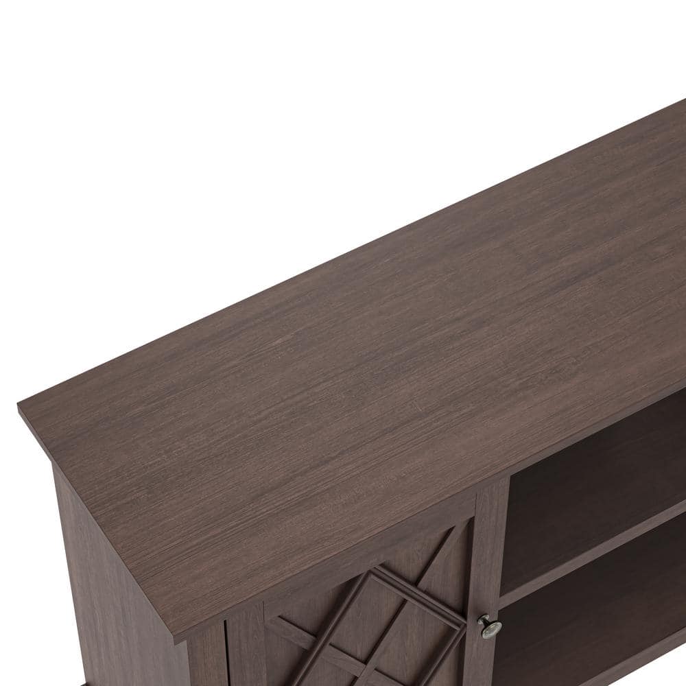 Brown Farmhouse Style TV Stand with Cabinets for 75" TVs