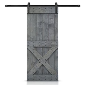 Mini X 20 in. x 84 in. Gray Stained DIY Wood Interior Sliding Barn Door with Hardware Kit