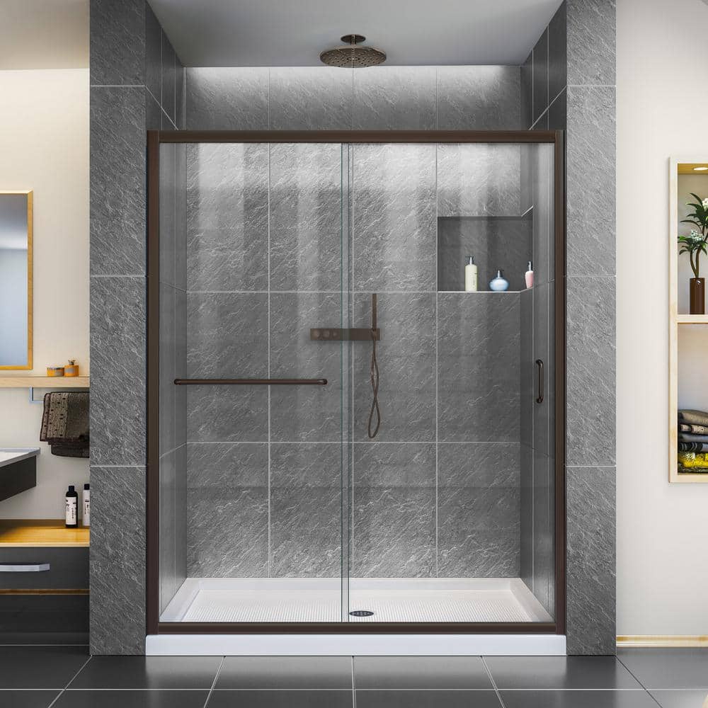 Infinity-Z 60" Brushed Nickel Frameless Sliding Shower Kit