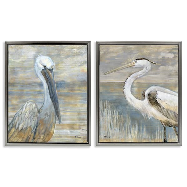 Stupell Industries Sea Birds Abstract Beach by Paul Brent 2-Piece Gray Floater Frame Animal Graphic Art Print 21 in. x 17 in.
