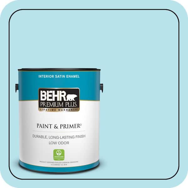BEHR PREMIUM PLUS 1 gal. #P490-1 Ocean Front Satin Enamel Low Odor Interior Paint & Primer