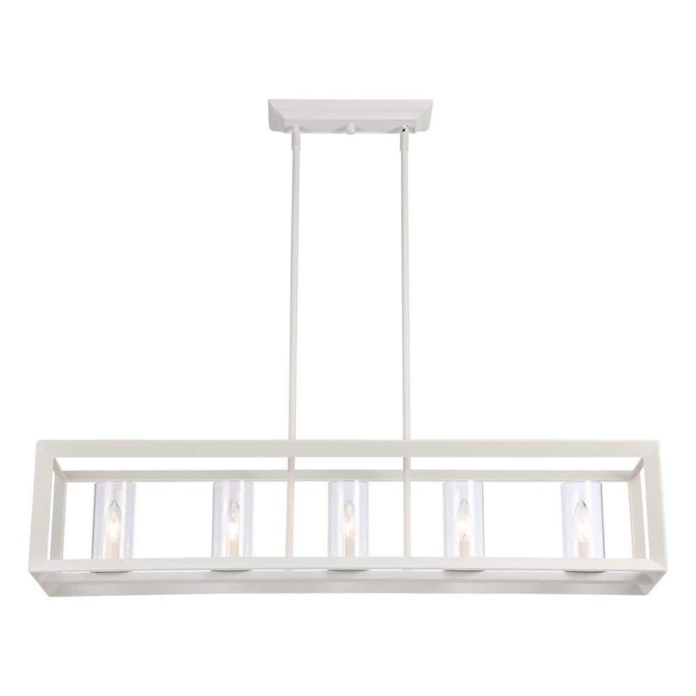 Smyth Natural White Glass 5-Light Linear Pendant