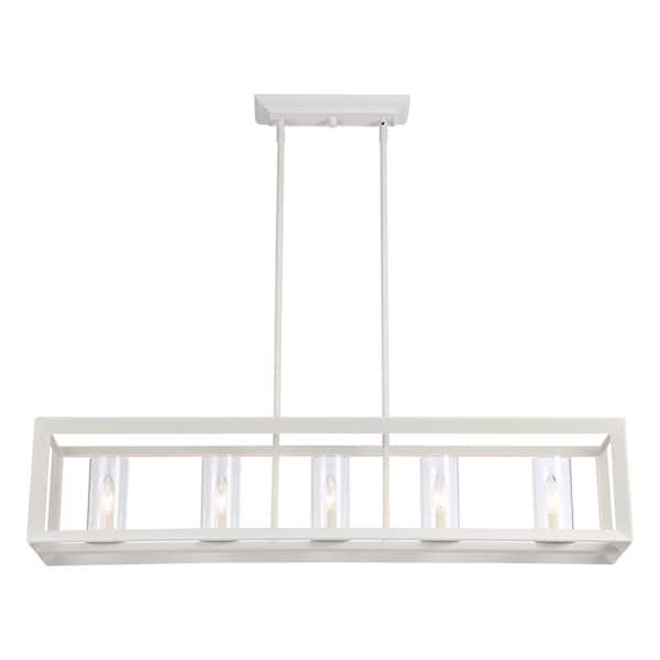 Golden Lighting - Smyth 60-Watt 5 Lights Natural White Lantern Pendant Light and No Shade, No Bulbs Included