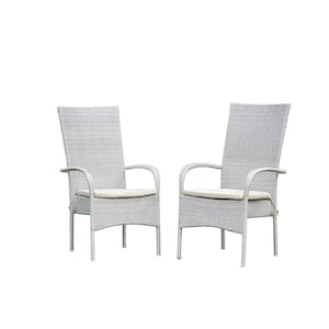 Zurich Outdoor Wicker Dining Chair with Cushion in Natural Linen Set of 2
