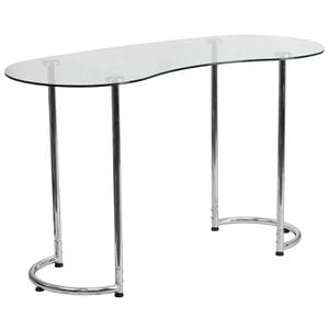 48 in. Rectangular Clear/Chrome Computer Desk with Open Storage