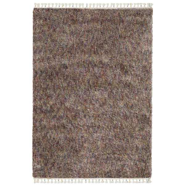 AVERLEY HOME Avalon Multi-Colored 7 ft. x 10 ft. Modern Abstract Polypropylene Shag Tassel Indoor Area Rug