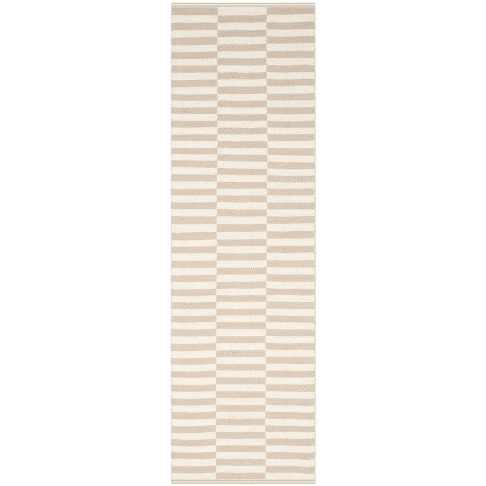 Coastal Charm Ivory and Light Grey Cotton Runner Rug - 2'3" x 5'