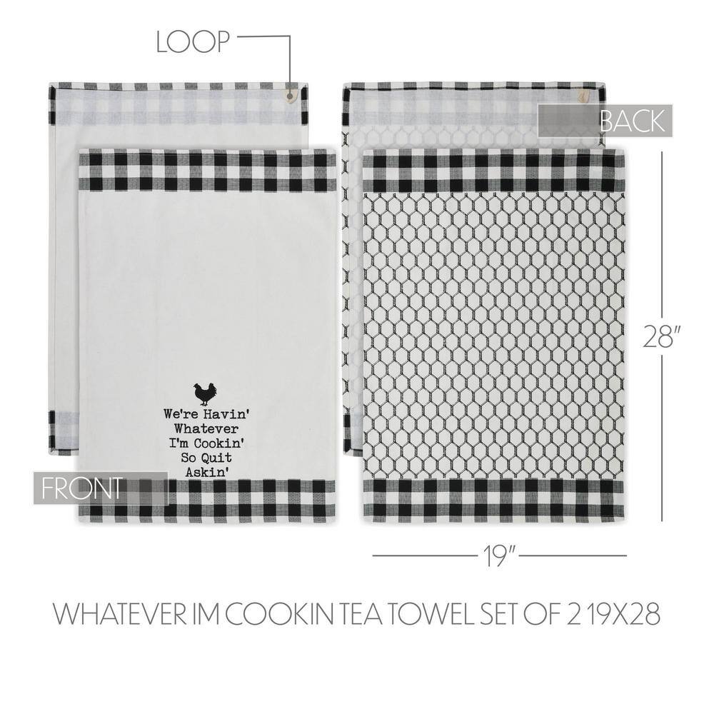 Farmhouse Black and White Cotton Tea Towel Set