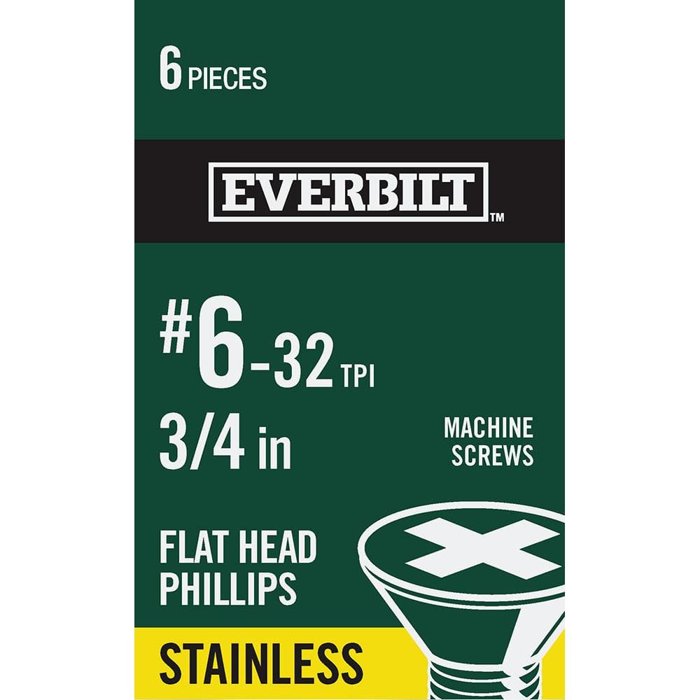 Everbilt 6 32 x 3 4 in stainless steel phillips flat head machine