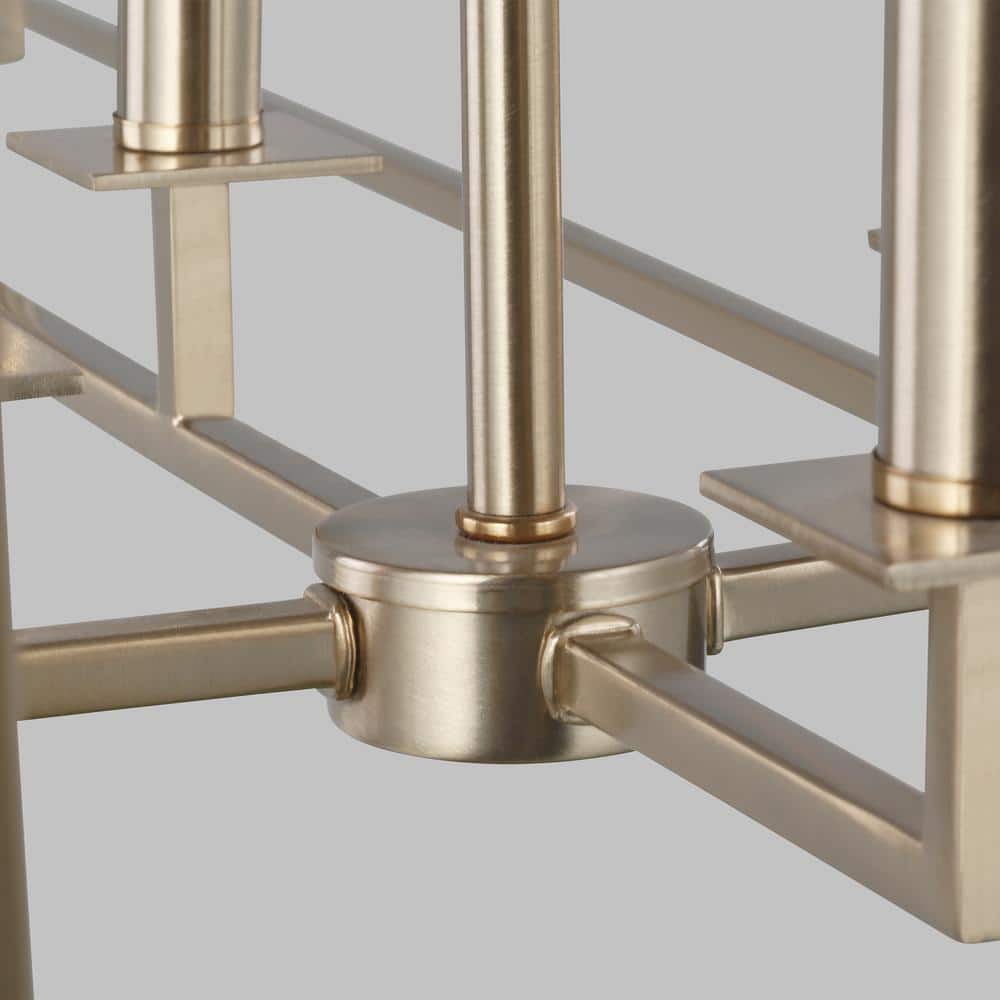 Modern Transitional Satin Brass 8-Light Linear Chandelier