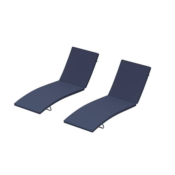 WESTIN OUTDOOR Bowman 25.6 in. x 78.7 in. x 1.9 in. Outdoor Chaise Lounge Navy Blue Cushion (Set of 2)