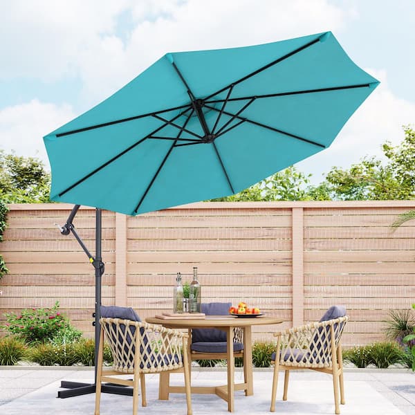 Sonkuki 10 ft. Round Outdoor Patio Cantilever Offset Umbrellas in Lake Blue Sonkuki 10 ft. Round Outdoor Patio Cantilever Offset Umbrellas in Lake Blue