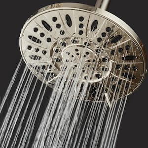 6-Spray 7 in. Single Wall Mount Body spray Fixed Rain Shower Head in Brushed Nickel