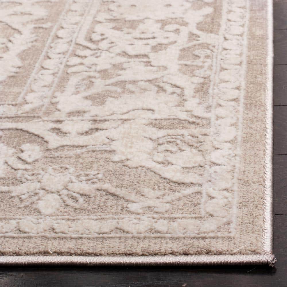 Beige and Cream Floral Synthetic 9' x 12' Area Rug