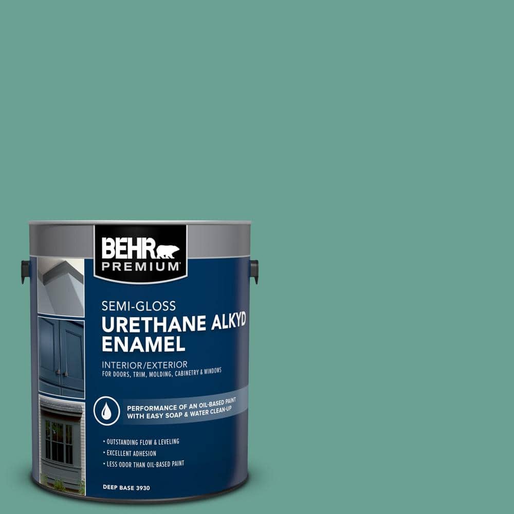 BEHR PREMIUM 1 gal. #T17-15 Jade Dragon Urethane Alkyd Semi-Gloss Enamel  Interior/Exterior Paint 393001 - The Home Depot