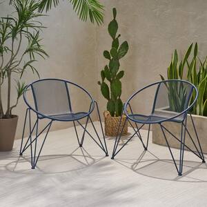 Georgia Matte Navy Blue Metal Outdoor Club Chair (2-Pack)