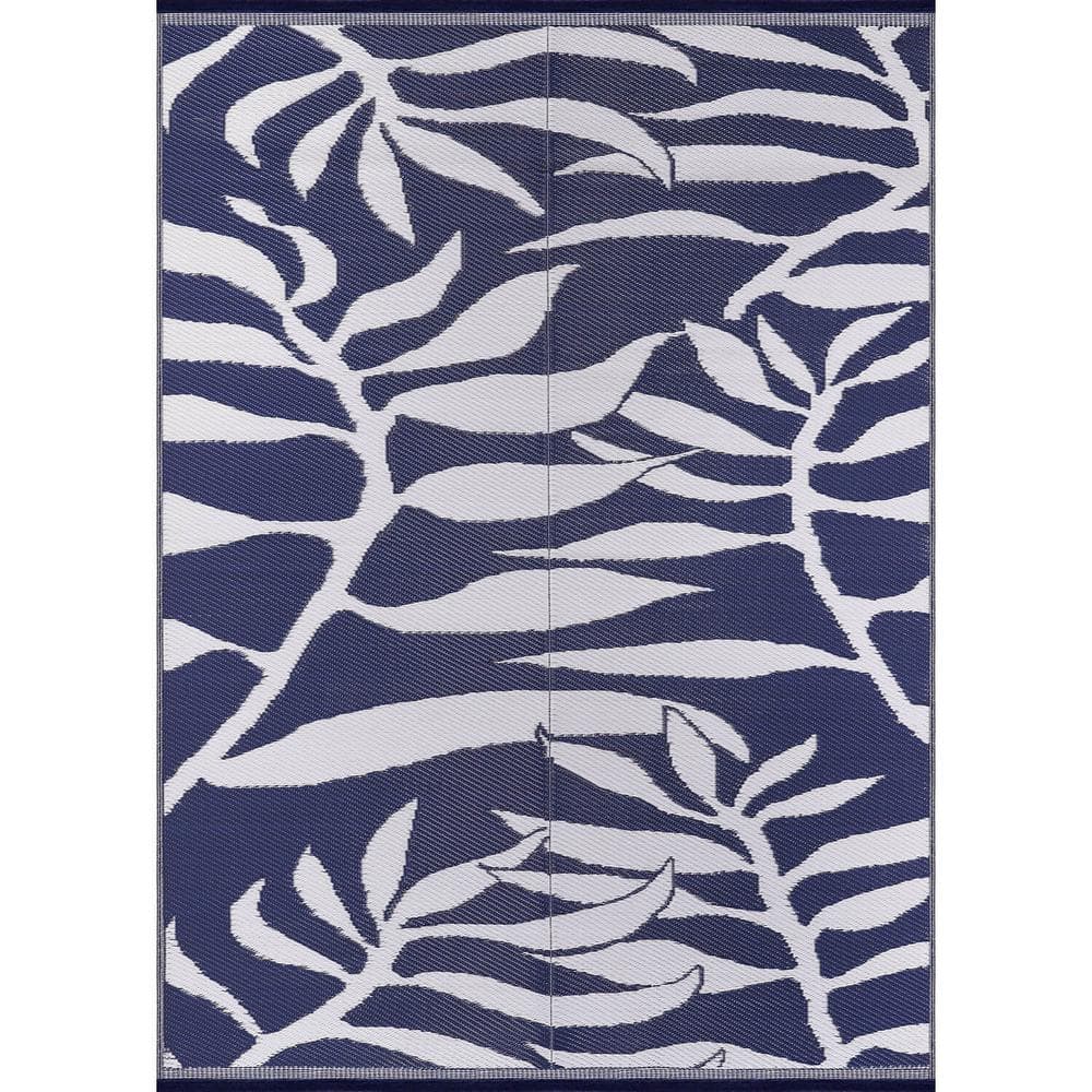 Beverly Rug Lightweight Floral Blue/White 8 ft. x10 ft. Reversible ...