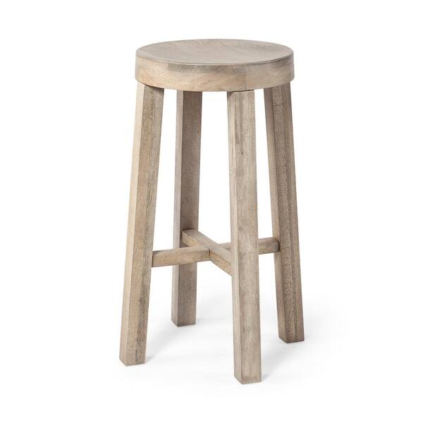 26 in. H Brahma Natural Blonde Polished Wood Stool