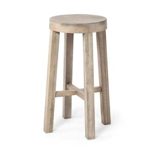 30 in. H Brahma Natural Blonde Polished Wood Stool