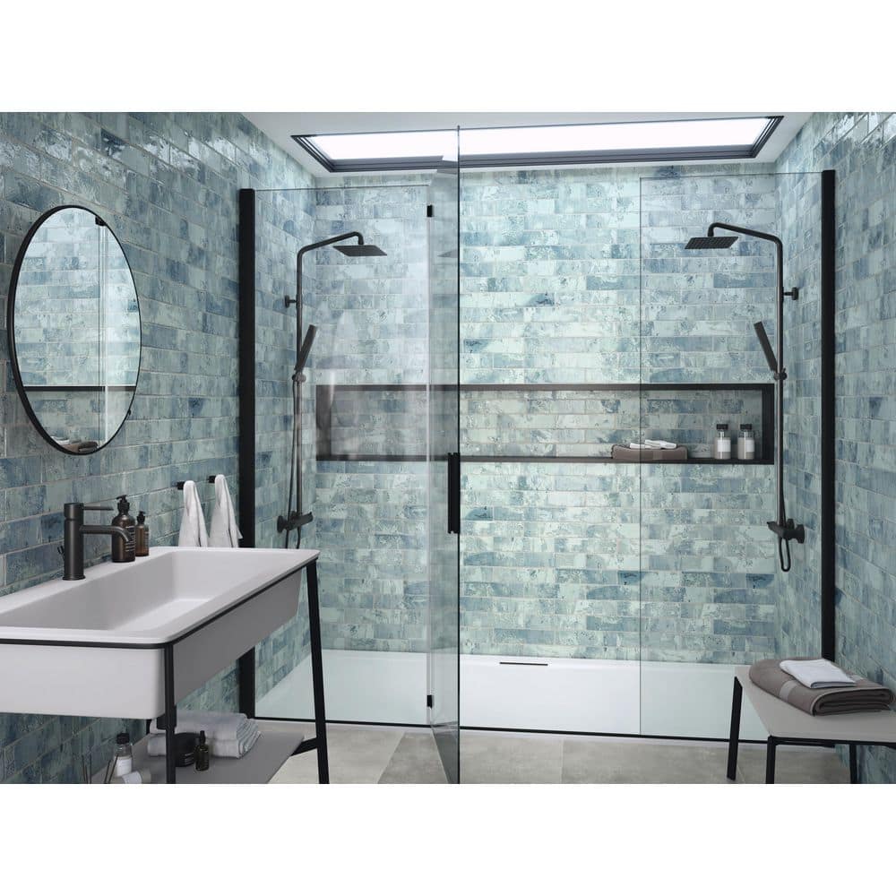 Mermaid Blue Glossy Ceramic Subway Wall Tile 3" x 12"