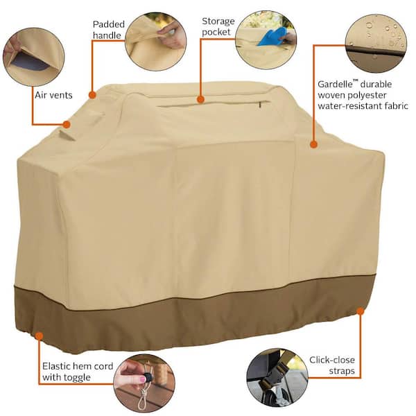 Angel Sar - 72 in. L x 30 in. W Waterproof BBQ Grill Cover for Outdoor Grilling, Beige and Brown