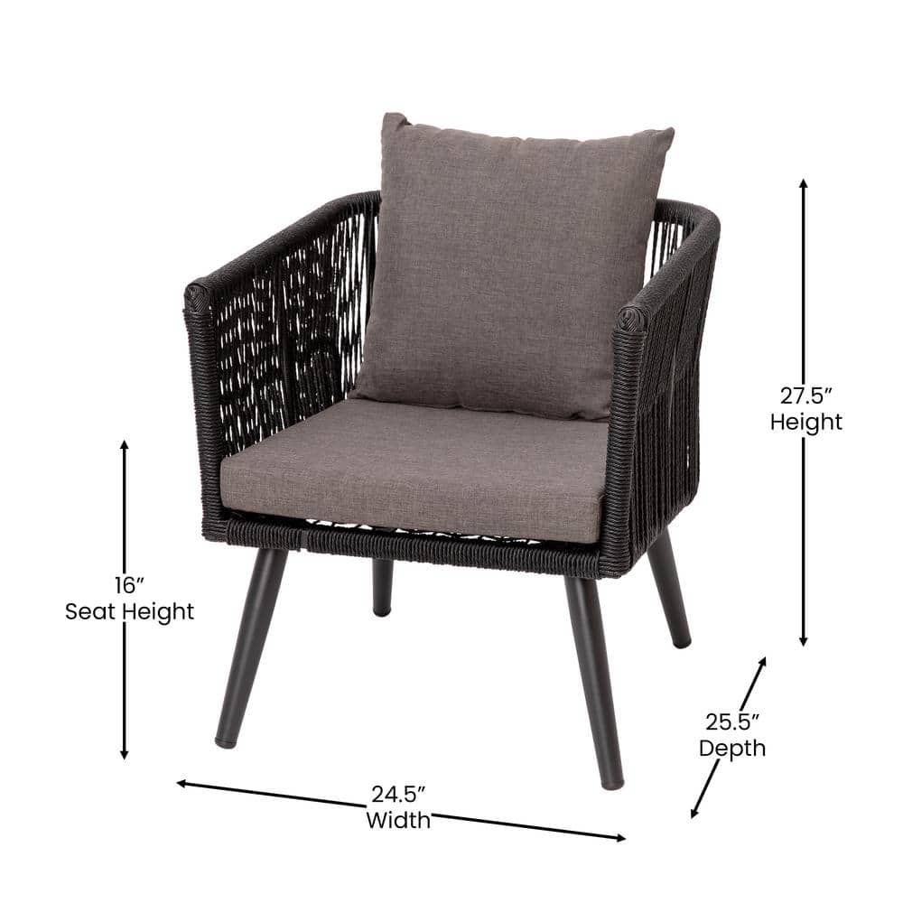 Kierra Black and Gray Metal 4-Piece Patio Conversation Set