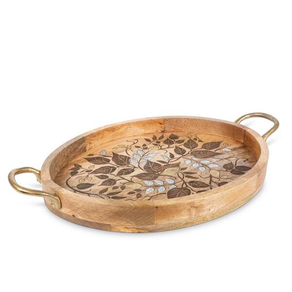 16x24 Rectangular Wood Serving Tray with Metal Handles Brown/Copper -  Hearth & Hand™ with Magnolia