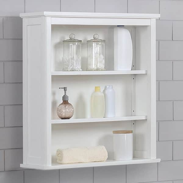 Dorset 27 in. W x 9 in. D x 29 in. H Bathroom Storage Wall Cabinet in White with 2 Open Shelves