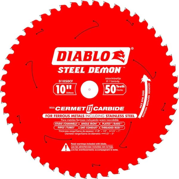 DIABLO 10in. x 50-Teeth Steel Demon Cermet II Saw Blade for Medium Metal