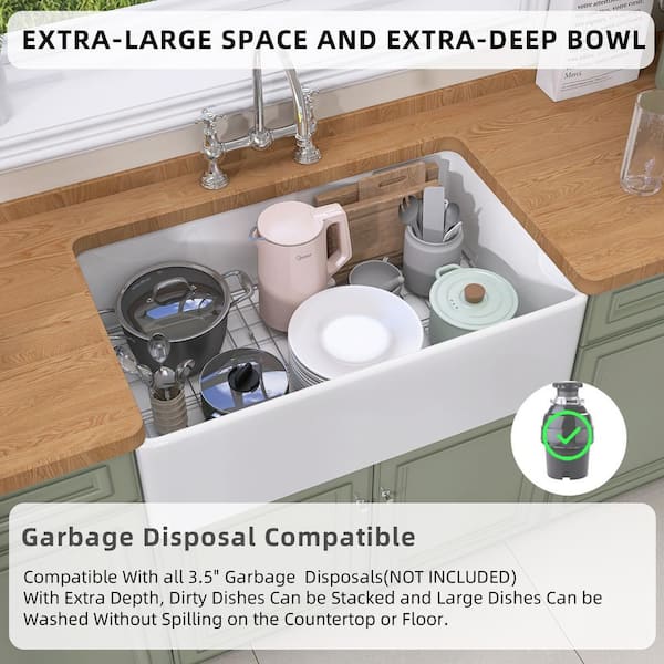 NTQ 36 in. Apron-Front Kitchen Sinks White Single Bowl Drop In