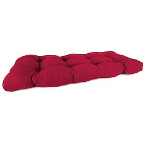 44 in. L x 18 in. W x 4 in. T Tufted Outdoor Wicker Bench Cushion in Pompeii Red