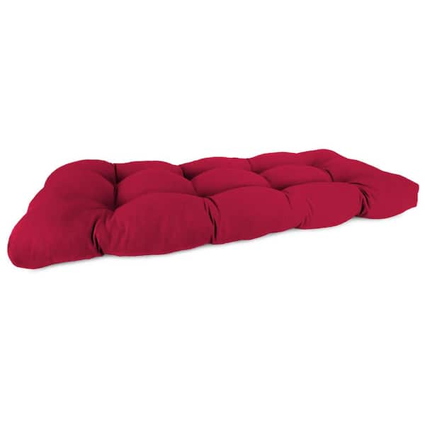Jordan Manufacturing 44 in. L x 18 in. W x 4 in. T Tufted Outdoor Wicker Bench Cushion in Pompeii Red