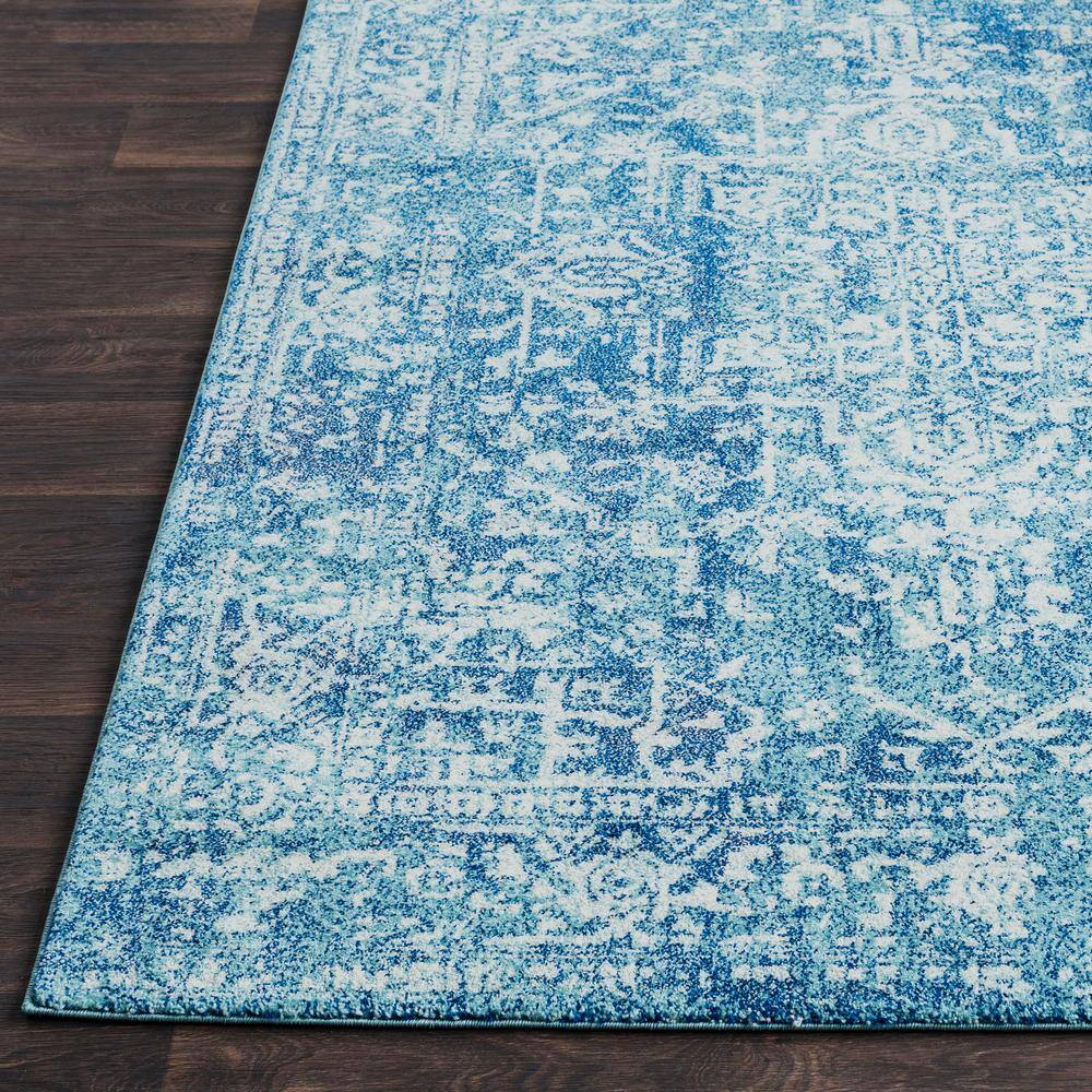 Blue Rectangular 8' x 10' Vintage Medallion Polypropylene Area Rug