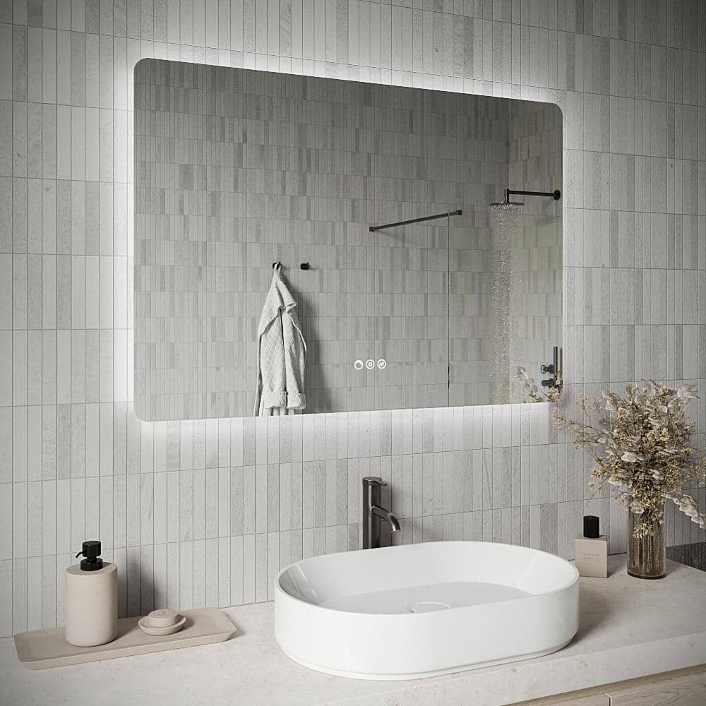 40" x 28" Frameless LED Bathroom Vanity Mirror with Anti-Fog