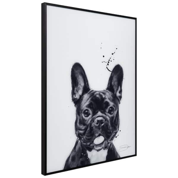 Empire Art Direct Pitbull Black and White Pet Paintings on Printed Glass  Encased with a Gunmetal Anodized Frame AAGB-JP1040-2418 - The Home Depot