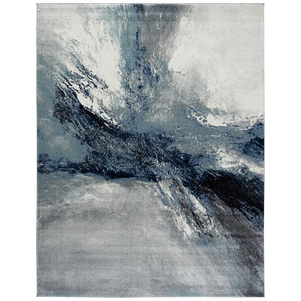 Galaxy 11 ft. x 14 ft. Blue/Gray Abstract Area Rug