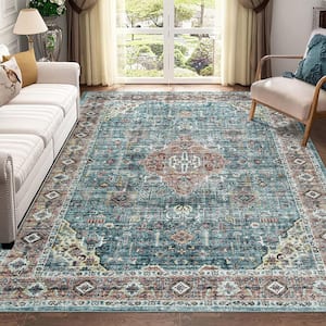 Ultra Soft Taupe/Green 5 ft. x 7 ft. Persian Area Rug