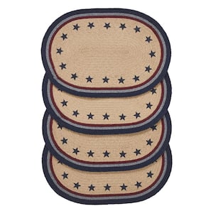 My Country 19 in. W x 13 in. H Multi Cotton Blend Stars Oval Placemat (Set of 4)