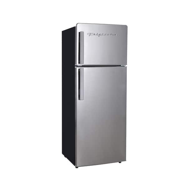Frigidaire 7.2 cu. ft. Top Freezer Retro Stainless Steel look Refrigerator with Stainless Steel Door