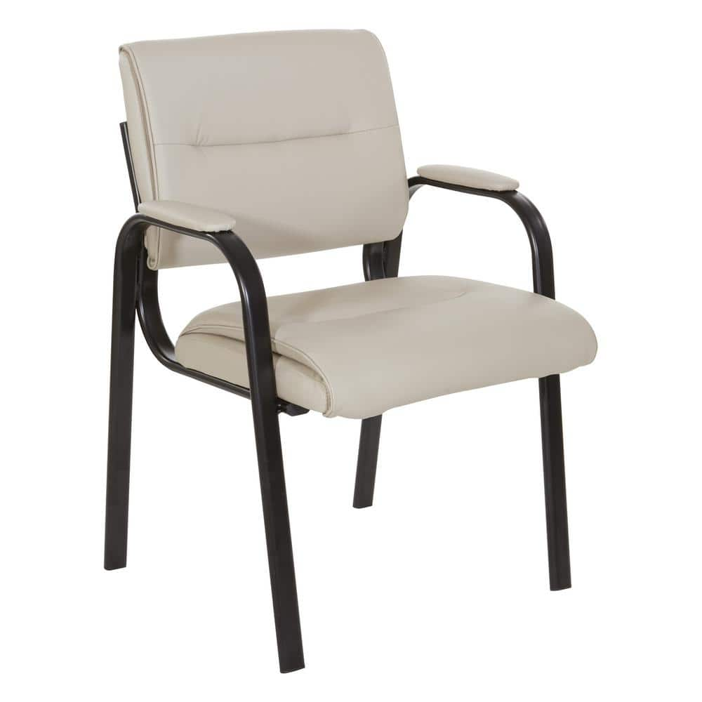 Guest Chair in Taupe Faux Leather in Black Finish Frame