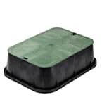 13 in. X 20 in. Jumbo Rectangular Standard Series Valve Box Extension and Cover, Black Extension, Green ICV Cover