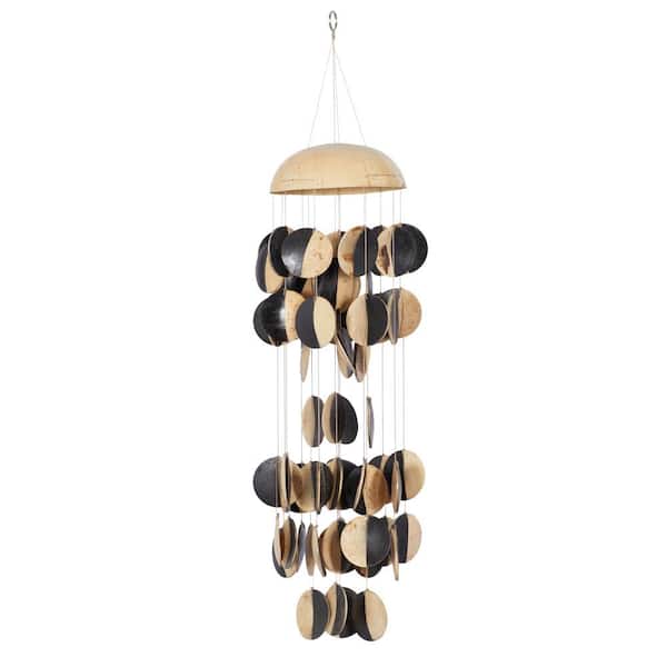 TrafficMaster 17 in. Black Wood Geometric Jellyfish Inspired Windchime