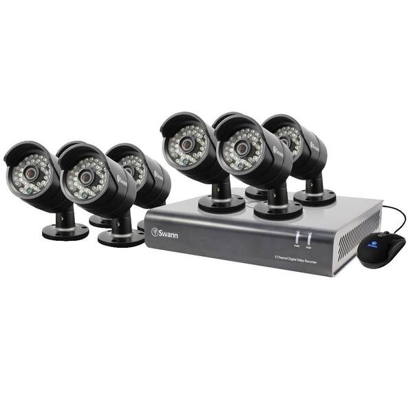 Swann 8-Channel 4400 AHD 720p 1TB Surveillance DVR with 8 x PRO-A850 Black Bullet Cameras