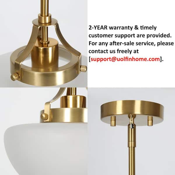 JEENKAE Modern Brass Glass Kitchen Pendant Lighting Rod-Hung Gold Pendant  Light, 1-Light-1