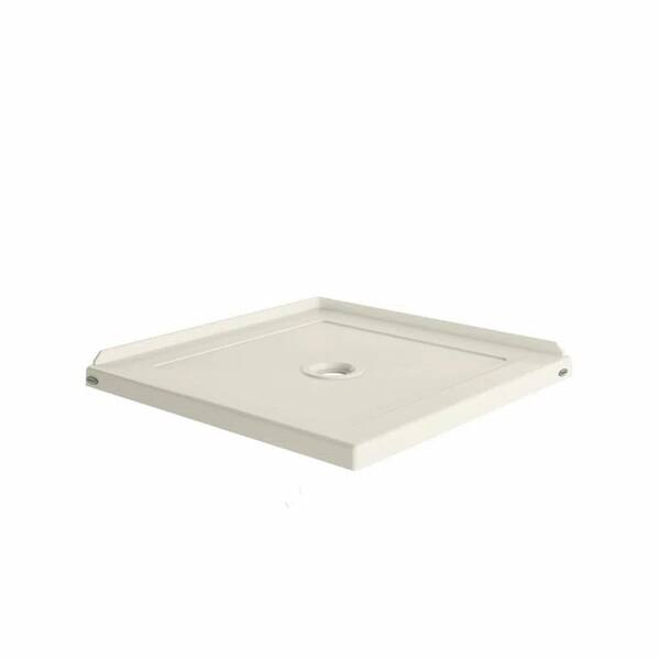 JACUZZI CATALINA 36 in. L x 36 in. W Corner Shower Pan Base with Center Drain in Oyster