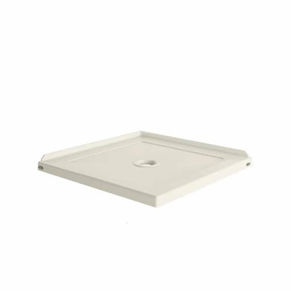 JACUZZI CATALINA 36 in. L x 36 in. W Corner Shower Pan Base with Center Drain in Oyster