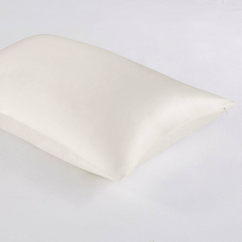 Ivory Mulberry Silk Standard Pillowcase with Zipper Closure